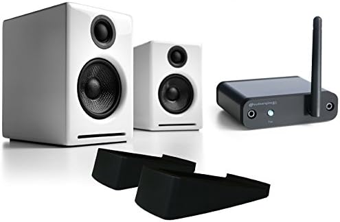 Audioengine A2+ Powered Desktop Speakers, White - Bundle with Audioengine ADS1 Speaker Stands & Audioengine B1 Bluetooth Music Receiver