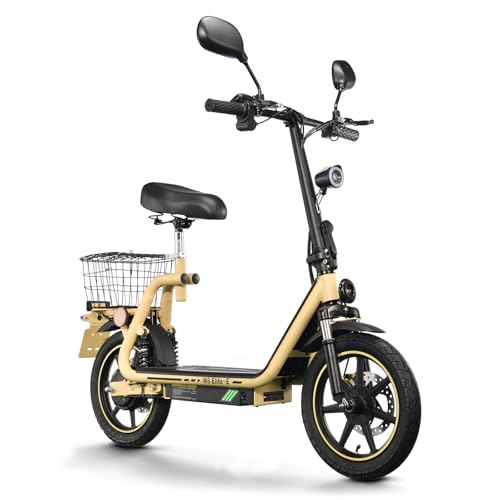 TWOFISH Patinete Eléctrico Homologado para Circular por Carretera (EEC), Patinete Eléctrico de 14 Pulgadas para Adultos con Batería de 48 V 13 Ah, Capacidad de Carga de 120 kg (Amarillo)
