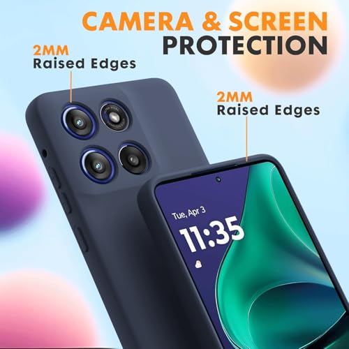 Image of DIZORO Microfiber Candy Case for Motorola Edge 60 Pro 5G Smooth Touch Cushion Liquid Soft Silicone Gel Rubber Phone Cases Non-Slip Full Body Protective Shockproof Back Cover - Navy