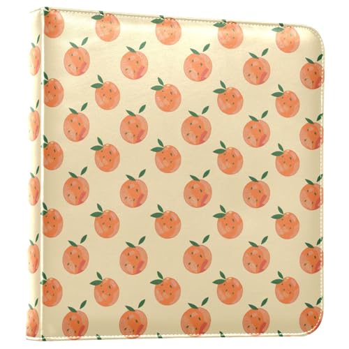 JIPONI Simple Oranges Fruits Large Photo Album, DIY Leather Cover Scrapbook Albums for 4x6 5x7 6x8 Pictures, Self Adhesive Memory Book for Wedding, Baby, Family