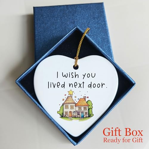 I Wish You Lived Next Door Ceramic Heart, Gift for Friend, Soul Sister Gift, Friendship Gift, Ceramic Christmas Heart Hanging Ornament, Keepsake Gift, Going Away Gift, Miss you Gift, Long Distance - Image 5