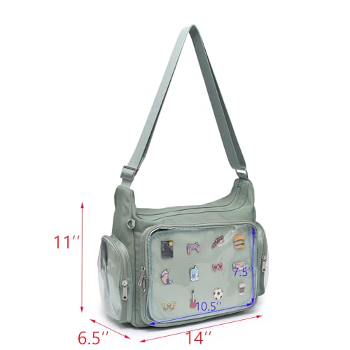 Image of Canvas Ita Bag Crossbody Shoulder Bag Kawaii Purses and Handbags with Anime Pins Display Medium