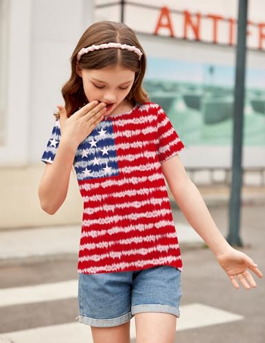 Arshiner Girls July 4th American Flag T Shirts Patriotic Short Sleeves Shirts Blouse Tops Tee2