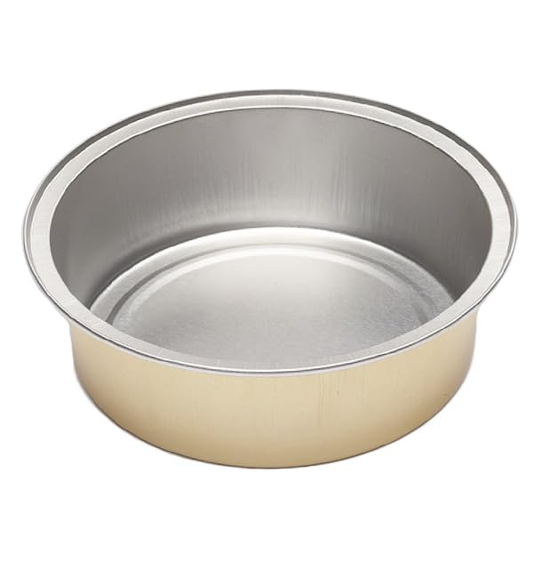 166 Envases de Aluminio con Pared Lisa, 140ml, Redondo, Aluminio con Láminas de color Oro, Moldes desechables, para Flan, Apto para Horno, Envases individuales, Natillas y Pudding.