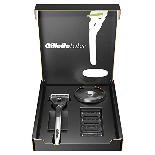 Foto von Gillette Labs Nassrasierer Herren, Rasierer mit Reinigungs-Element + 5 Rasierklingen, Geschenk für Männer, Premium-Magnetdock