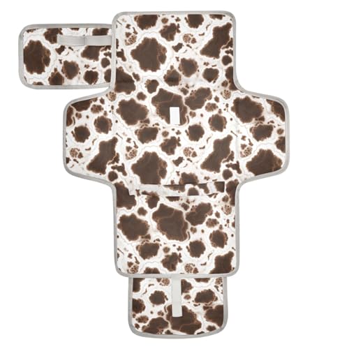 Image of GOODOLD Portable Changing Pad for Baby - Black Cow Travel Diaper Changing Pad Waterproof Changing Mat with Built-in Pillow - Baby Shower Gifts