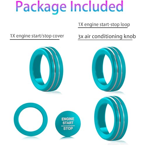 Image of for Honda 2026 Passport Interior Accessories, Aluminum Alloy one-Button Start Cover /Ring, air Conditioning knob, 5-piece Set (Light Blue)