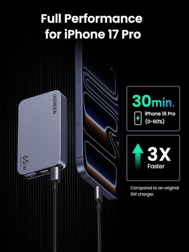 Image of UGREEN Nexode Pro 65W GaN USB C Slim Wall Charger, 3-Port Compact Fast PPS Charger for iPhone 17 /16 /15 Series, MacBook Air, iPad Pro, Galaxy S25 /S24, Pixel 10 /9, Steam Deck