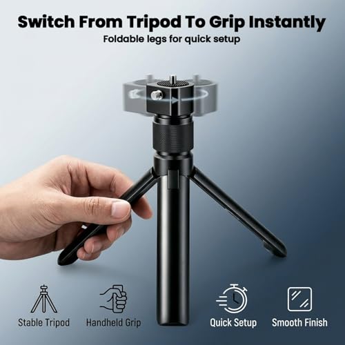 Image of ZORBES Handle Tripod Rotating Grip for Insta360 X5 /X4 /X3, for DJI OSMO Pocket 3, for GoPro 360Rotating Grip, 1 /4 inch Thread, Compact Selfie Stick & Tabletop Tripod, Vlogging Travel Camera Accessory