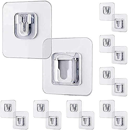 BUQARO Transparent Self Adhesive Waterproof Plastic Male/Female Wall Sticker Hooks Bathroom/Kitchen Accessories for Home, Kitchen and Bathroom (Pack of 5)