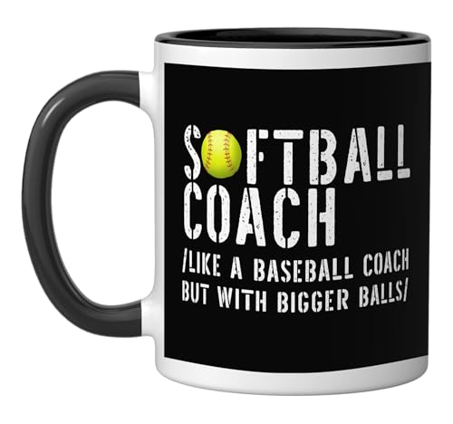 Taza de cerámica Softball Coach Black/White 11 oz miniatura 1