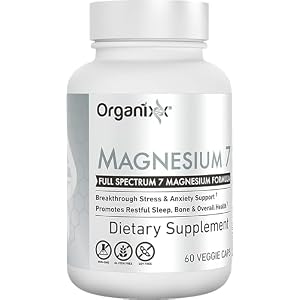 Organixx Magnesium Glycinate Supplement for Support Sleep, Muscle & Heart Health, 7 Type Magnesium Complex with Vitamin B6, Manganese Citrate, Gluten Free, Vegan, Non GMO, High Absorption, 60 Capsules