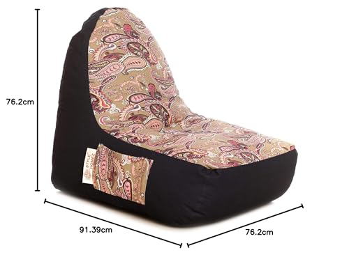 Image of Style Homez Urban Design Denim Canvas Paisley Printed Bean Bag XXL Size Filled with Beans Fillers