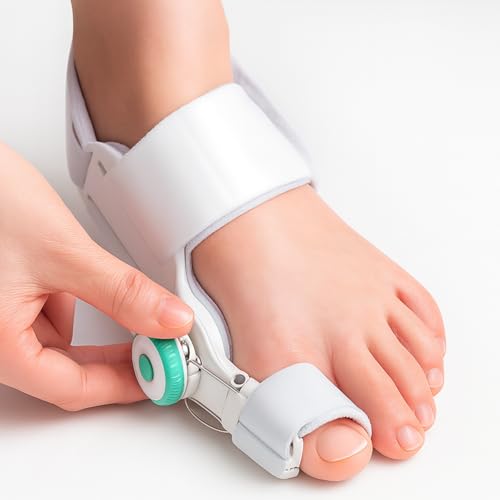 PRACCO Correttore Alluce Valgo Regolabile con Manopola 3D – Tutore Ortopedico per Piede – Sollievo dal Dolore, Comfort Notturno e Correzione Graduale – 1 Pezzo per Piede Sinistro e Destro