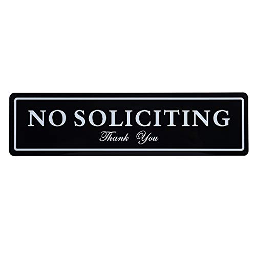 Kichwit No Soliciting Sign with Magnets on The Back, 8.7 x 2.3 Inches, No Soliciting Magnet for Door, Keeps Unwanted Visitors Away, Double Sided Adhesive Included (Black)