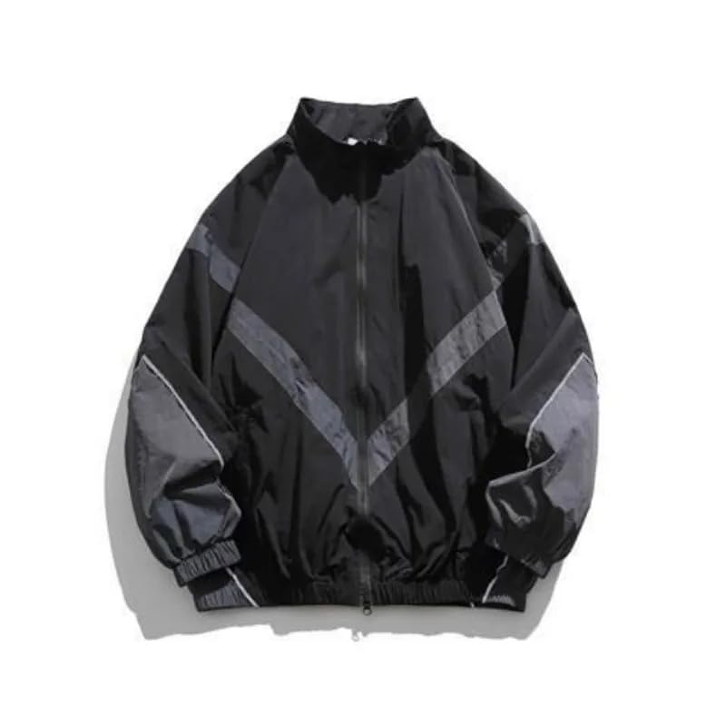 Dninmim Men's Vintage Solid Windbreakers Jacket Outdoor Hooded Spliced Pocket Rain Jacket3