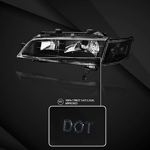 Autozensation Compatible With 1994-1997 Honda Accord Black Headlights + Clear Corner Turning Signal Lamps L + R Pair #TOP2