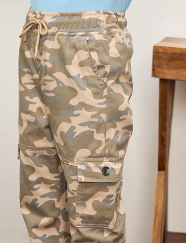 Image of Amazon Brand - Symbol Boy's Cotton Cargo Jogger | Elasticated Waistband and Cuff | Stretchable | Age 2-14 Years