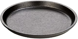 LODGE 17.78 cm / 7 inch Pre-Seasoned Cast Iron Round Serving Griddle, Inoxidable, Black