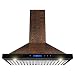 AKDY Wall Mount Range Hood -30" Embossed Copper Hood Fan for Kitchen - 4-Speed Professional Quiet Motor - Premium Touch Control Panel - Elegant Vine Design - Baffle Filter & Halogen Lamp