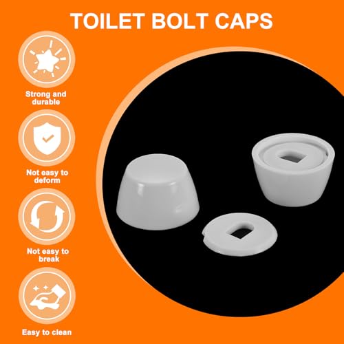 QUARKZMAN 4 Stück Toilettenbolzenkappen, 21mm/0,83 Kunststoff-Push-On-Toiletten-Sitzbodenbolzenkappen, Universelle Bodenbolzenkappen mit Unterlegscheiben, Weiß