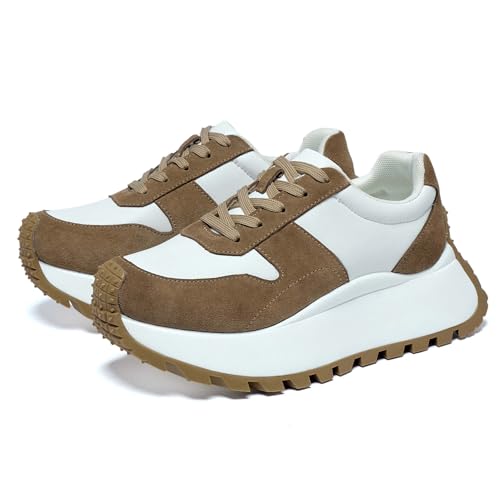 Women's Fashion Sneakers Platform Casual Height Increasing Walking Shoes Retro Running Shoes Outdoor Non-Slip Sports Casual Shoes Women's Chunky Sneakers