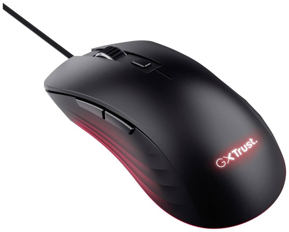 Trust Gaming GXT 924 Ybar+ High Performance Gaming Mouse, 25,600 DPI, 60% Recycled Plastics, 25K Optical Sensor, 6 Programmable Buttons, Comfortable Wired RGB Mouse, Computer, PC, Laptop – Black