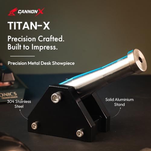 Image of CANNONX Titan-X Mini Cannon Showpiece | Premium Metal Desk Decor | 304 Stainless Steel Barrel & Aluminium Base | Military Gift for Men | Obsidian Black