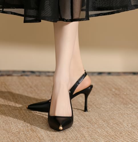 YooPrettyz Women's Closed Pointed Toe Slingback High Heels Wedding Party Dress Business Pumps Shoes4