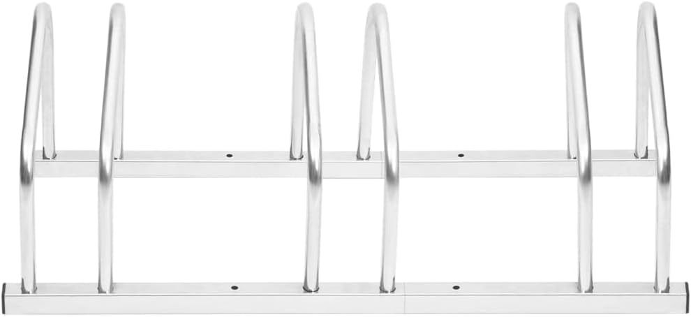 vidaXL Galvanized Steel Floor Bike Stand for 3 Bicycles - Freestanding, Silver Bicycle Rack for Indoor/Outdoor Use with Stable Structure