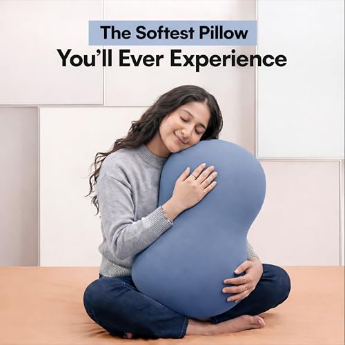 Image of Breathable Cuddle Pillow for Sleeping, Soft Bean Shaped Design for Side Sleepers, Stress-Free Neck Support Cushion, Relaxing Bedding with Washable Cover,23 X 14.9 X 3.8 Inch,Green