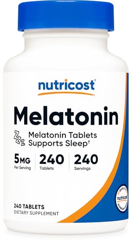 Nutricost Melatonin 5mg 240 Tablets - 5mg Per Serving Non-GMO Gluten Free