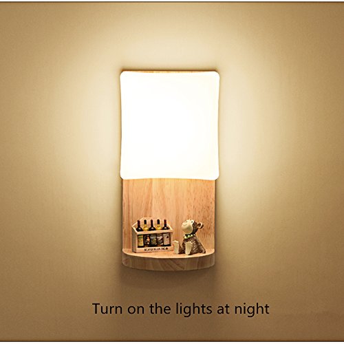 Lámpara de pared de madera cristal E27 aplique iluminación dormitorio 6
