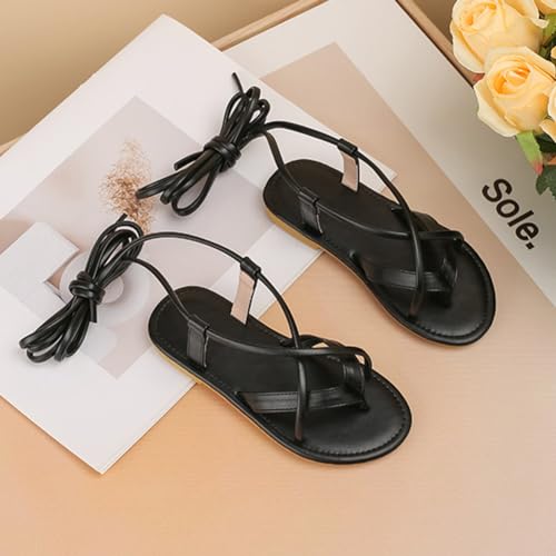 Girls Summer Strappy Tie Straps Gladiator Sandals Flats Lace up Beach Shoes2