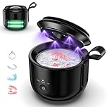 Upgraded Cordless Ultrasonic Retainer Cleaner:48kHz Portable Ultrasonic Denture Cleaning for Dental Pod with UV Light for Sport Mouth Guards Braces Toothbrush Heads Jewelry