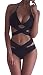 Nulibenna Bandage Halter Push Up Cross Criss Cut Out 2 Piece Bikini Swimsuit,Black,Medium
