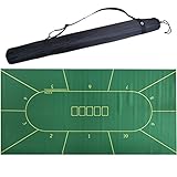 WWWFZS Spieltisch aus Filz2,4 * 1,2 M Profi Pokermatte Tragetasche - Unterlage Pokertisch/Poker Tischauflage/Pokerteppich/Pokertuch Pokertisch-Layout Pokermatte Pokertischaufsätze