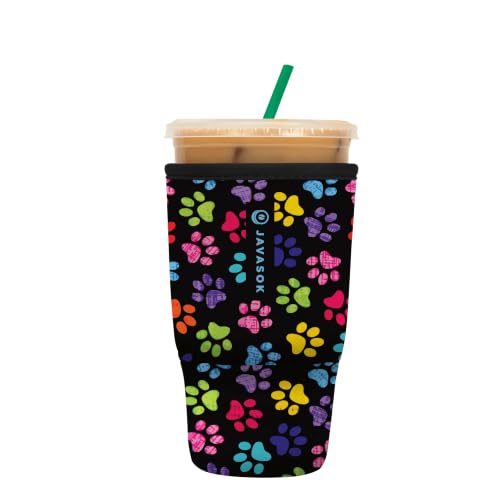 Sok It JavaSok Iced Coffee & Cold Soda Insulated Neoprene Cup Sleeve (Pawsitive Vibes, Large: 30-32oz)