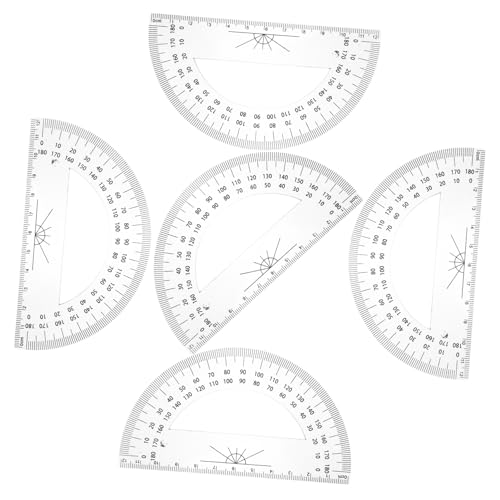 DIYEAH 5piezas Transportadores Granel De Plástico Transportador De Borrado Seco Para Clases De Matemáticas De Geometría