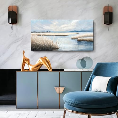 image for amatop Large Coastal Wall Art Abstract Landscape Beach Ocean Marsh Can