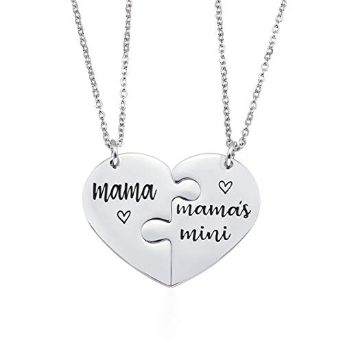 Nanafast 2 Pcs Mother Daughter Necklaces Adjustable Stainless Steel Matching Heart Necklace Set Mother’s Day Valentines Gifts For Couples Mom And Daughter - Mama #TOP12