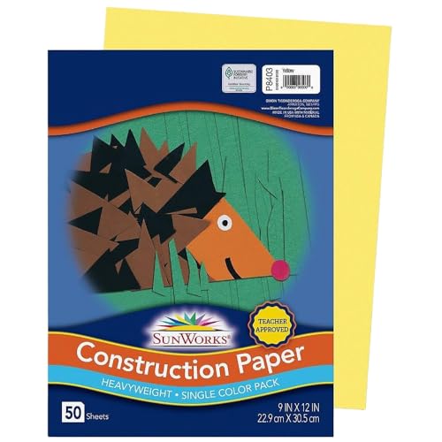 Papier de construction épais jaune Sunworks pour découpage facile sans déchirure - 3