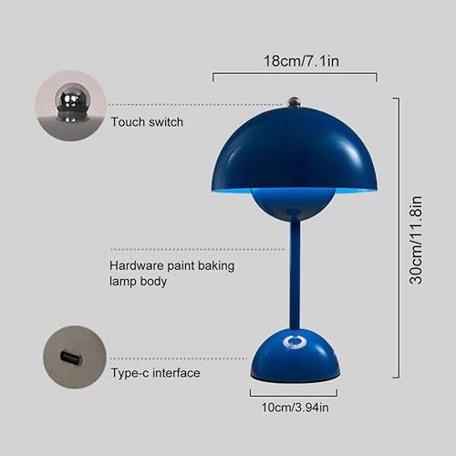 Miniatura 5 de Lámpara de escritorio inalámbrica Flower-Bud LED Touch USB Dimming Mesa Dormitorio Luz de noche tipo C (amarillo)