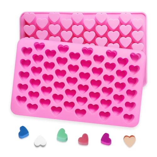 HMCEY 2 Pezzi Stampo In Silicone a Forma di Cuore,Stampini per Cioccolatini,Stampi Silicone Dolci,Stampi Caramelle Gommose,Piccola Pasticceria Stampo per Dolcetti,Chocolate Mold per Biscotti,Torta