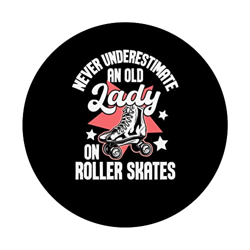 Old Lady On Roller Skates - Roller Skating Roller Derby PopSockets Swappable PopGrip, Black - Image 3