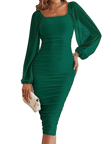 long sleeve green dress amazon ANRABESS Women's Long Sleeve Maxi Dress, Button Down, A-Line Fit & Flare Flowy, Fall Casual Work Vacation Long Dresses Army Green Small at Amazon Women's Clothing store