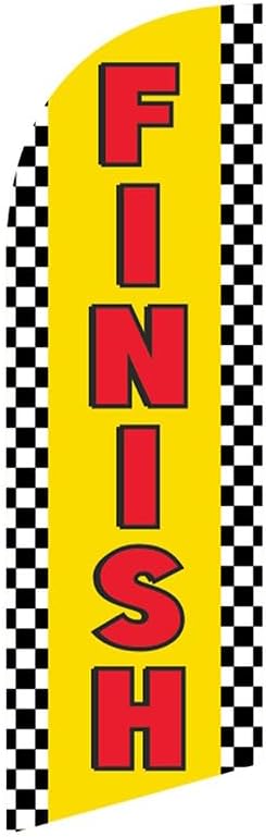 Start Finish and Check-In 6ft Advertising Feather Flags package of 3 Banners for Marathons and Special Events windless Swooper Banner Flags with Complete 8ft Pole Kits and Ground Spikes