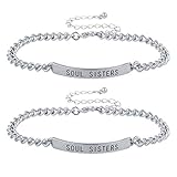 Lux Accessories Silver Tone Soul Sisters BFF Best Friends ID Bracelet Set