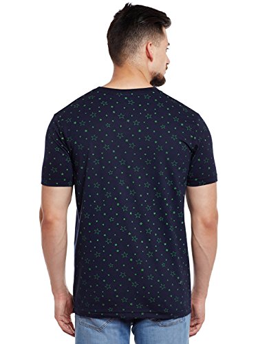 Image of Printed V Neck Cotton Tshirt for Men(Pack of 1)-VEE-Print-NO.1-01-BLK-P-P3230