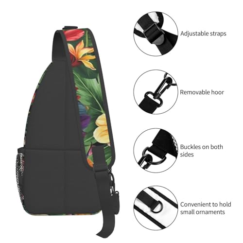 Bolso cruzado tropical para pecho para hombre y mujer miniatura 5